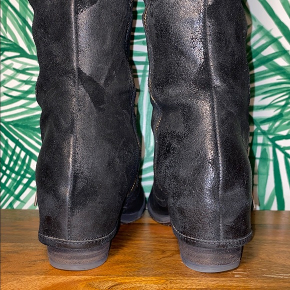 Donald J. Pliner Devi Black Distressed Suede Leather Knee High Boots 8.5 M - Picture 8 of 13